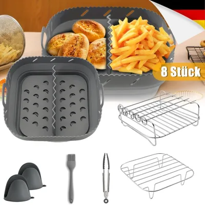 Obrázek produktu pro 8x silikonová forma Silikonová forma na pečení Čtvercová forma na dorty Pro horkovzdušnou fritézu Airfryer