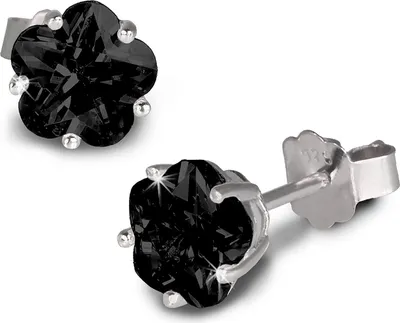 Produktbild von SilberDream Ohrstecker Damen Silber schwarz Blume Zirkonia Ohrringe SDO736S