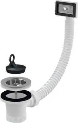 Obrázek produktu pro Výpusť s přepadem veporit 1 1/2" bílá nerezová ocel VP331