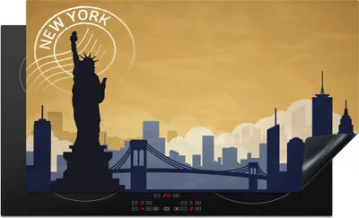 Produktbild von KitchenYeah© Herdabdeckplatte New York - Postkarten - Skyline , 89x51cm, Küche Deko, Glaskeramikkochfeld Herdabdeckung, Abdeckplatte fùr Kochfeld