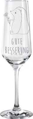 Produktbild von Mr. & Mrs. Panda Glas Igel Blumen - Transparent - Geschenk, Champagnerglas, Genesungswünsche, Krankenhaus, krank, Krankheit, Trinkglas, Sektglas, Sektflöte, graviertes