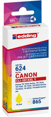 Productafbeelding van edding 18-624, edding EDD-624, gele printerpatroon, compatibel met Canon CLI-581XXL, geel