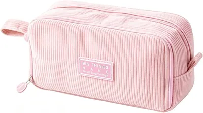Produktbild von Cord Etui, große Kapazität, 3 Fächer, rosa, für Schule