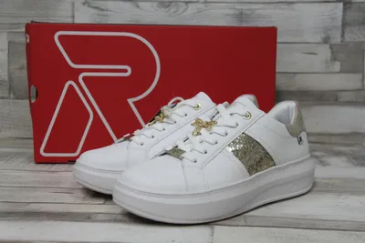 Produktbild von Rieker Evolution Damen Schnürer weiß mit gold Glitzer abgesetzt 41