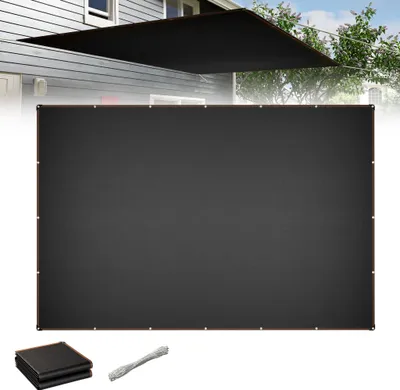 Image de LZQ Voile d'ombrage 4x6m Carré - Toile d'ombrage HDPE 150g/m², résistante aux UV & hydrofuge - Anthracite avec cordes pour jardin, balcon