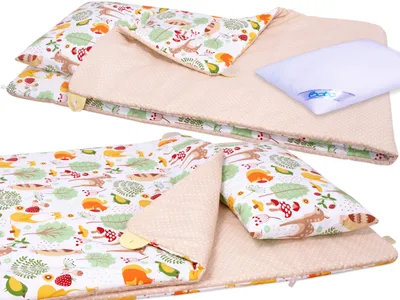 Zdjęcie produktu dla Pościel do przedszkola z wypełnieniem 220x80 cm zapinana pościel BOBO bawełna - leśna polana