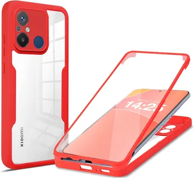 Produktbild von 360 Grad Rundum Schutz Handyhülle für Xiaomi Redmi 12C Full Cover Vollschutz Case Farbe: Rot