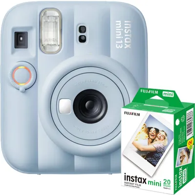 Immagine prodotto di Fujifilm Instax Mini 13, fotocamera istantanea, colore blu ghiaccio + 2 confezioni di pellicola Instax Mini (10 foto per confezione) – totale 20 foto