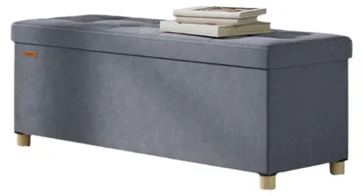 Produktbild von Samt-Aufbewahrungsbank – Fußhocker – 300 kg – 38 x 110 x 40 cm – 112 l – Grau