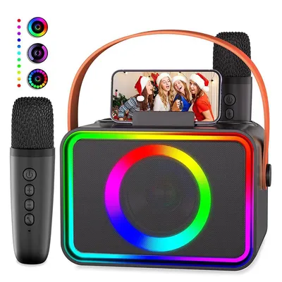 Produktbild von Karaoke Maschine, mit 2 Karaoke Mikrofonen, Tragbare Karaoke Box Bluetooth Lautsprecher PA Anlage Komplettset für Home Party,Church,Picnic,Outdoor