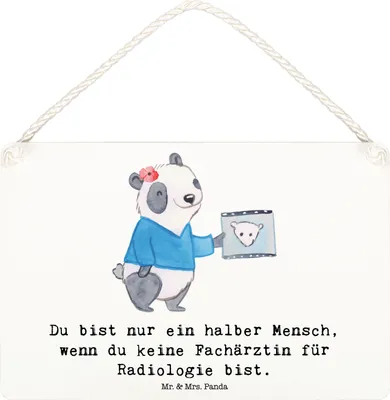 Produktbild von Mr. & Mrs. Panda Schild Fachärztin für Radiologie Herz DIN A6 - Weiß - Geschenk, Holzschild, kleine aufmerksamkeit, Wandbild Holz, Deko, Türschild