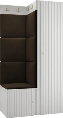 Produktbild von MIRJAN24 Garderoben-Set Orion Ryfel Slim XXV, Kleiderschrank, Schuhschrank, Kleiderhakenbrett, 7x Paneel 42x42, 6 Kleiderhaken für Kleidung, Metallgriffe (Farbe: Weiß, Manila 04)