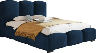 Produktbild von Polsterbett 180x200 cm Roma - Doppelbett mit Bettkasten - Lattenrost, Dicker Schaum, Bett 180x200 Dunkelblau