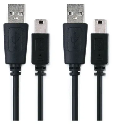 Produktbild von 2x CELLONIC USB Kabel 1m kompatibel mit Canon EOS 4000D 2000D 200D 1200D 80D 700D 600D 6D Mark II 5D Mark III EOS M10 PowerShot G7X SX530 HS IXUS 185 Ladekabel Mini USB 2.0 Datenkabel schwarz PVC