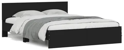 Image de vidaXL Cadre de lit avec tête de lit noir 140x190 cm