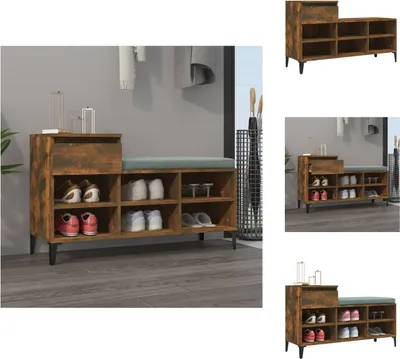 Obrázek produktu pro vidaXL Botník kouřový dub 102x36x60 cm materiál na bázi dřeva - Botníky a skříně