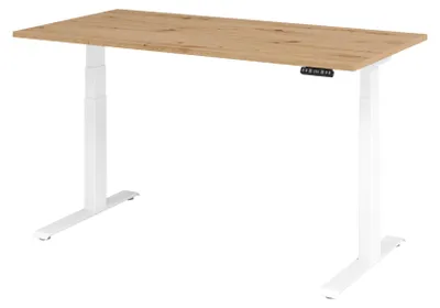 Imagen del producto de Escritorio de pie y sentado XDBK16, 1600 x 800 x 640-1290 mm, roble claro/blanco