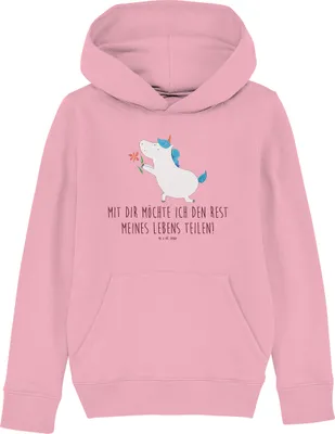 Produktbild von Mr. & Mrs. Panda Kinderpullover Einhorn Blume 7-8 Jahre (122/128) - Baumwolle Pink - Geschenk, Heiraten, Heiratsantrag, Sweatshirt, Hoodie, Ehe, Liebe, Kinderbekleidung