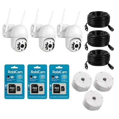 Image de Kit RobiCam 3 : 3 caméras WiFi PTZ 4 MP Ultra HD avec carte microSD de 64 Go