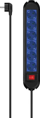 Produktbild von Hama 00223040, 6 AC-Ausgänge, 1,5 m, Kabelgebunden, Schwarz, 445 mm, 95 mm