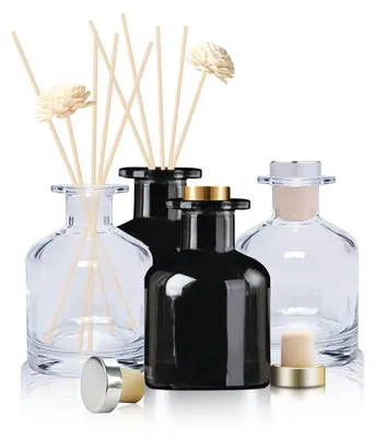 4er-Set Diffusorflaschen aus Glas mit Rattanstäben, 150 ml