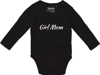 Produktbild von Huuraa Baby Body Girl Mom Schriftzug 74 Black  Baumwolle Fairtrade Langarmbody Geschenkidee