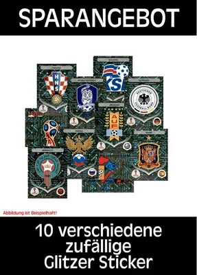 Produktbild von Panini WM Russia 2018 - Sticker - 10 verschiedene GLITZER Sticker (unsere Wahl)