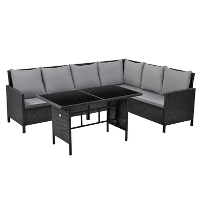 Produktbild von SVITA MADISON Polyrattan Lounge Gartenmöbel Rattan Set in Schwarz
