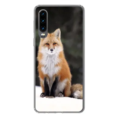 Produktbild von MuchoWow® Handyhülle Schutzhülle Hülle für Huawei P30 Fuchs - Schnee - Rot Silikon Softcase Handy Hülle - Kartenbesitzer