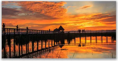 Produktbild von Tulup Leinwand-Bilder 140x70 Wandbild Canvas Kunstdruck Brücke Meer Architektur