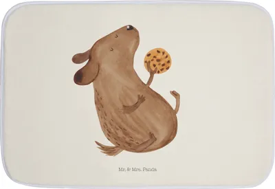 Produktbild von Mr. & Mrs. Panda Badvorleger Hund Keks - Weiß - Geschenk, Sprüche, Duschvorleger, Hungrig, Badematte, Hundeliebe, glücklich, Leckerli, Badezimmerteppich, Badezimmer Matte