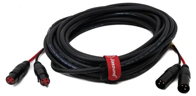 XLR-Audiokabel 10 m, 3-polig, 2x Stecker auf 2x Buchse, schwarz
