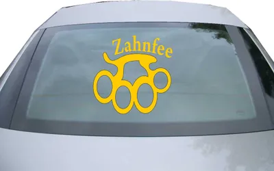 Produktbild von Indigos UG - Aufkleber Heckscheibe & Motorklappe DE6129 - gold - 600x600 mm - zahnfee - Auto Scheiben Fenster Heckklappe Tuning Racing JDM - Die cut
