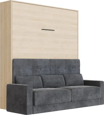 Produktbild von Schrankbett M1 140x200  Kaiser Eiche  mit Sofa Anthrazit mit Armlehnen 11cm Breite