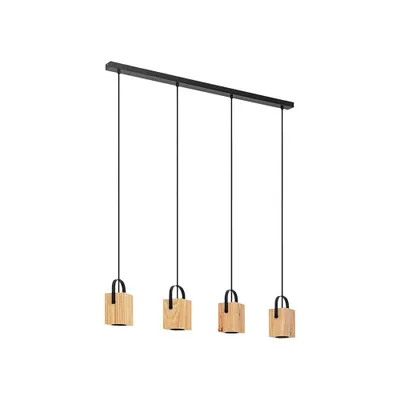 Produktbild von EGLO LED Hängelampe Ayles, 4-flammige Pendelleuchte Esstisch, Esszimmerlampe aus Holz, FSCM70HB, Hängeleuchte inkl. GU10-Leuchtmittel, warmweiß