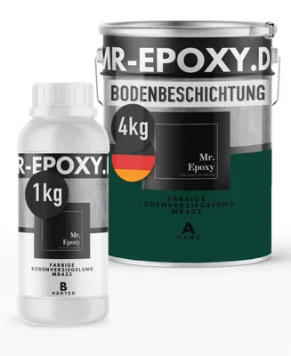 Produktbild von Mr. Epoxy Epoxidharz Bodenbeschichtung (5 kg, RAL 6005 Mossgrün) - 2K Betonfarbe für Garagen, Keller & Werkstatt Boden - Flüssigkunststoff Epoxid Grundierung und Bodenversiegelung
