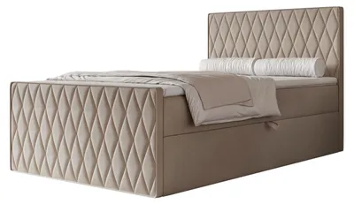 Produktbild von Boxspringbett PONTI III 120x200 Rautenmuster Fußteil Bettkasten Bonellmatratze Warmes Beige