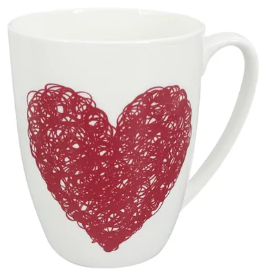 Obrázek produktu pro Porcelánový hrnek Luna Heart A, 350 ml, bílý/červený