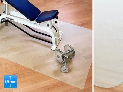 Produktbild von Sportmatte für Fitnessgeräte | rechteckig | milchig-transparent | Polypropylen | 90 x 90 cm