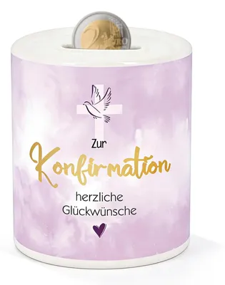 Produktbild von Spardose aus Keramik (lila) für Geldgeschenke