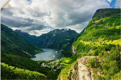 Produktbild von ARTland Wandbild, selbstklebend Blick auf den Geirangerfjord in Norwegen Größe: 120x80 cm