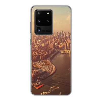 Produktbild von MuchoWow® Handyhülle Schutzhülle Hülle für Samsung Galaxy S20 Ultra New York - Skyline - Gold Silikon Softcase Handy Hülle - Karteninhaber
