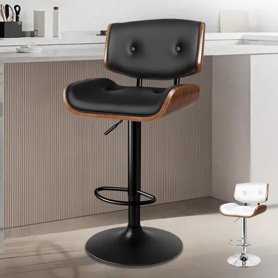 Produktbild von Küchenhocker höhenverstellbar 360° drehbar Kunstleder Schwarz 67,5-89,5 cm