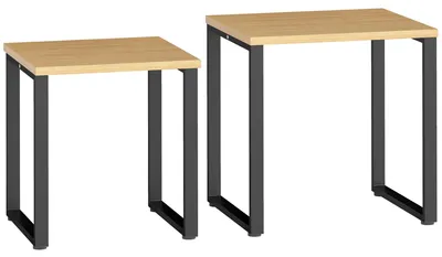 Obrázek produktu pro Sada konferenčních stolků, 2 kusy, s kovovou konstrukcí | Barva: hnědá, černá | Rozměry: 60x50x60 cm