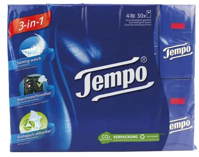Produktbild von Tempo 830339, Weiß, Einfarbig, Box, 30 Stück(e), 300 mm, 100 mm