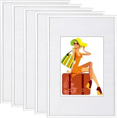 Produktbild von 5-teiliges Set Kunststoff-Fotorahmen | Weiß | 28x35 cm