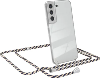 Produktbild von EAZY CASE Handykette kompatibel mit Samsung Galaxy S22 5G, Handyhülle mit Umhängeband, Handykordel, Schutzhülle Clear, Band in Beige
