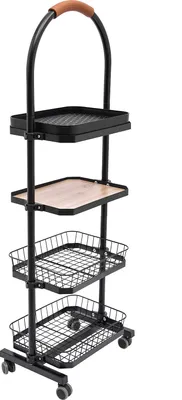 Obrázek produktu pro 4úrovňový úložný regál s kolečky Kuchyňský regál Kancelářský regál 40*25*103cm (černý)
