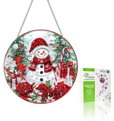 Diamond Painting Anhänger-Set Schneemannrose 20x20 cm