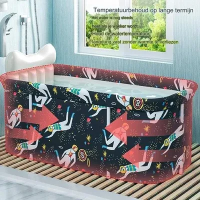 Produktbild von Faltbare Badewanne - faltbar - tragbar - beweglich - Kunststoff - mobil - PVC-Halterung - für kleine Badezimmer - Erwachsene - Kinder - 120 x 55 x 50 cm